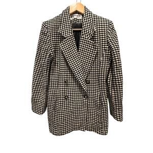 Vintage Liz Claiborne Womens Wool Houndstooth Blazer Size 12 Double Breasted